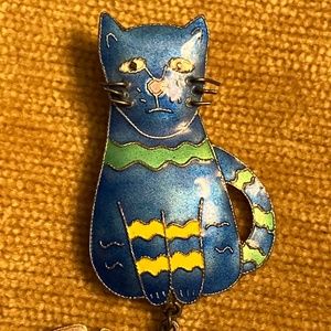 Cloisonne cat pin